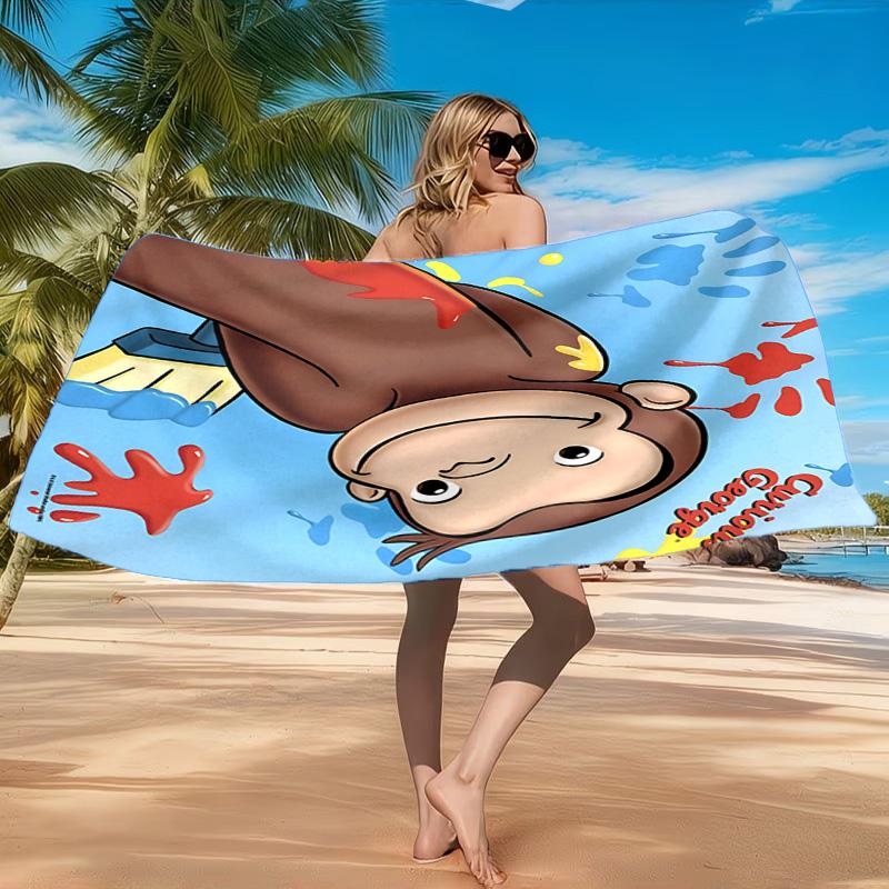 Curious George And Elephant Adventure Beach Towel, Quick-drying, Easy to Care for, Suitable for Both Fitness and Beach Vacations,Sports Essential