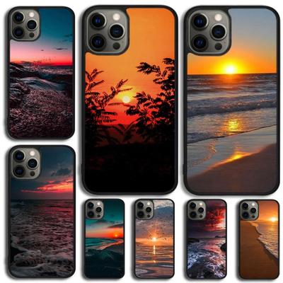 Sunset szilikon telefontok iPhone 16 15 14 SE 2020 XR XS 11 12 13 Mini Pro MAX Plus készülékhez