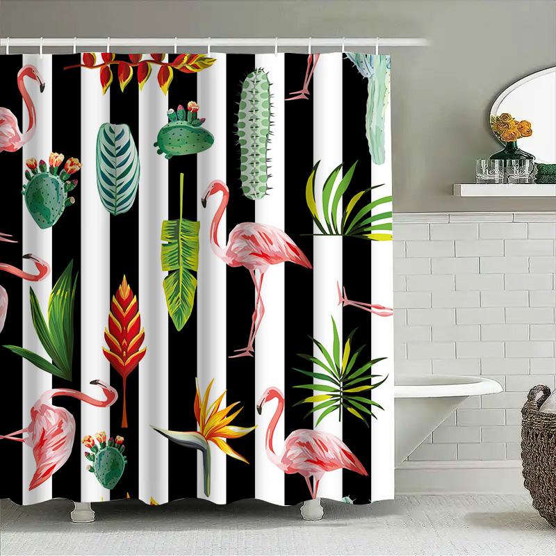 Tropical flamingo shower curtain waterproof and mildew-proof bathroom curtain home decoration with hook shower curtain
