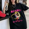 Sailor Moon Vintage Japońska Anime Grafika Bawełniana Koszulka Letnia Unisex Damska Streetwear Harajukju YK Koszulki dla Par Kawaii