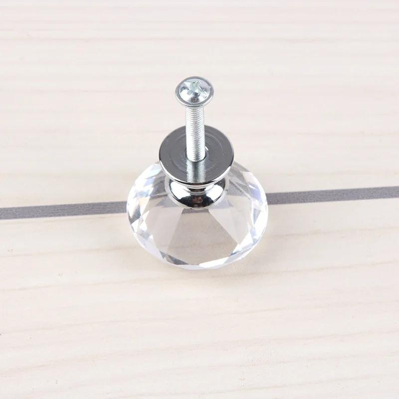 10Pcs 30mm Crystal Clear Diamond Shape Acrylic Cabinet Knobs Cupboard Drawer Pull Kitchen Cabinet Door Wardrobe Handles Hardware