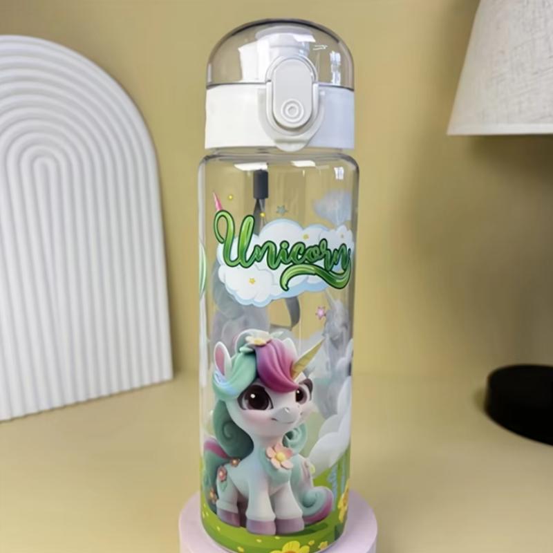 Cute Cartoon Motorcycle Sports Water Bottle 780ml with Sealed Bouncy Lid and Carrying Strap for Outdoor Activities