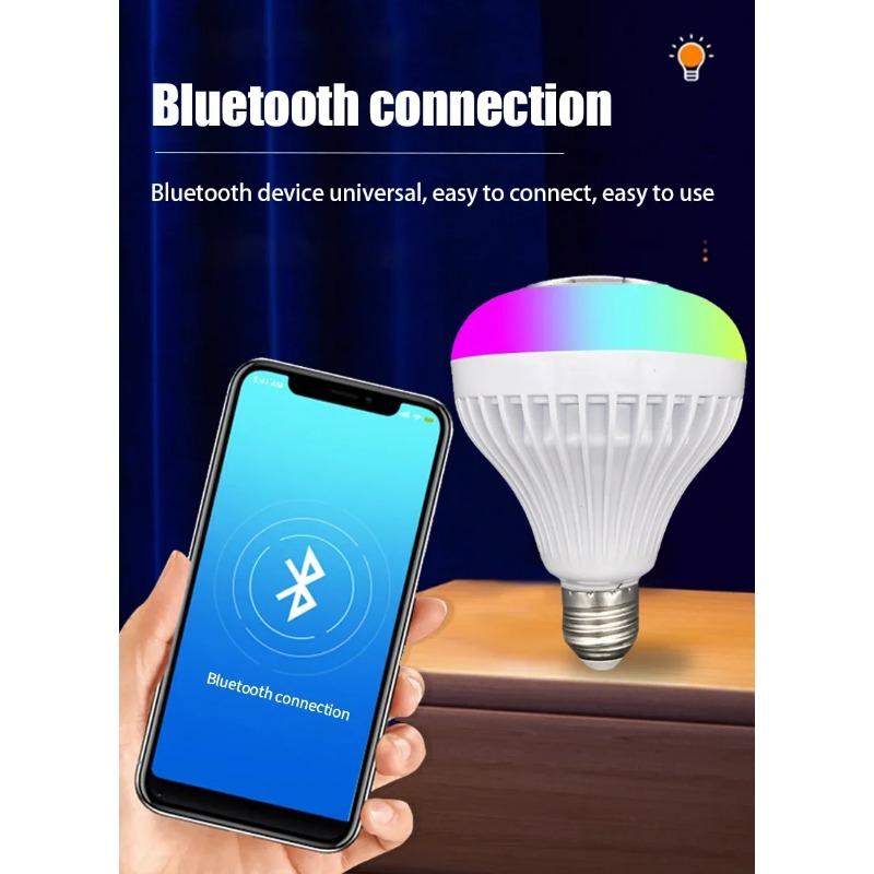 LED Music Light Bulb with Built-in Bluetooth Speaker, Wireless Smart Light Bulb with Remote Control, RGB Color Changing Speaker