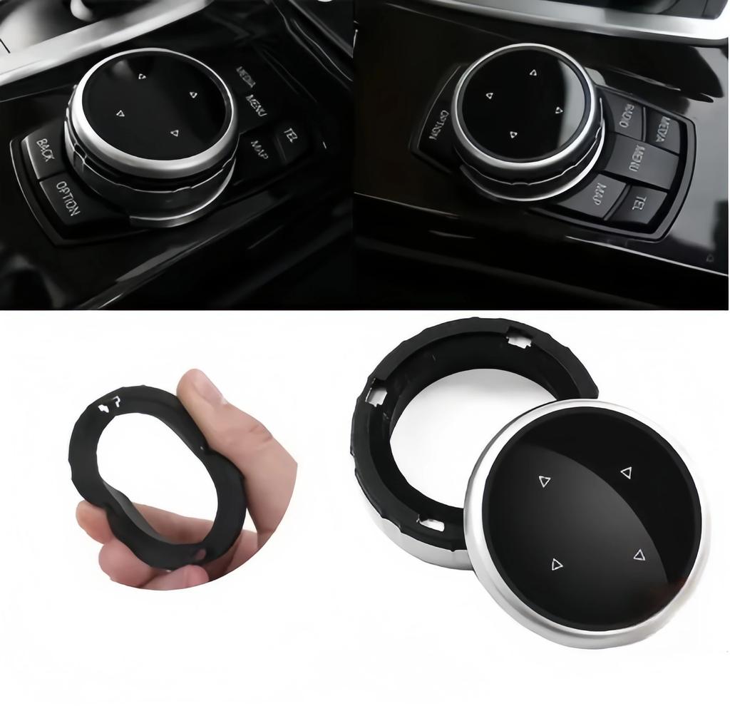 For BMW 1 2 3 4 5 6 7 Series X1 X5 X6 F20 F30 F10 F07 E60 E90 E70 IDrive Car Multimedia Big Knob Covers Button Trim Control
