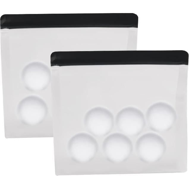 Reble Ice Storage Bag - Freezer Safe Leak Proof Silicone and Plastic-Free Lunch Bag for Ice and Food Storage - BPA-Free (Clear 4 Pack) Clear 2 Pack