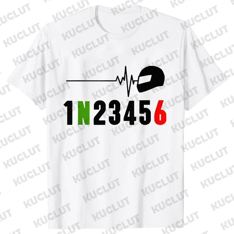 1N23456 Motocyklový převodový tep Tričko Pánské Tričko Horský jezdec Moto kolo Trička Pánské Dámské Tričko Krátký rukáv Topy