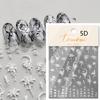 5D Fantasy Green Lotus Nail Sticker High Quality Embossed Lily Flower Pearl Rhinestone Self-Adhesive Nail Art Decorative Sticker
