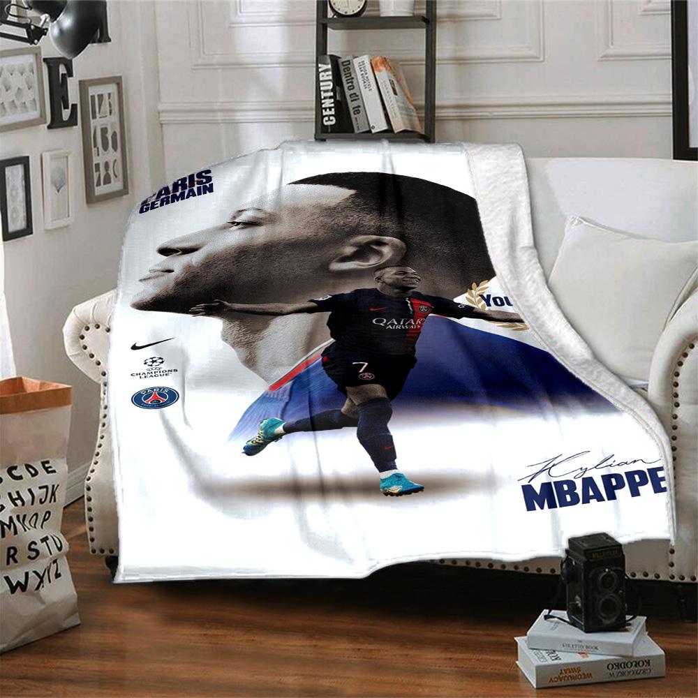 Mbappé Personalized Text Blanket Throw Customizable Blanket Comfortable Perfect for Couch Living Room Seaside Office Chair Four Seasons Multipurpose