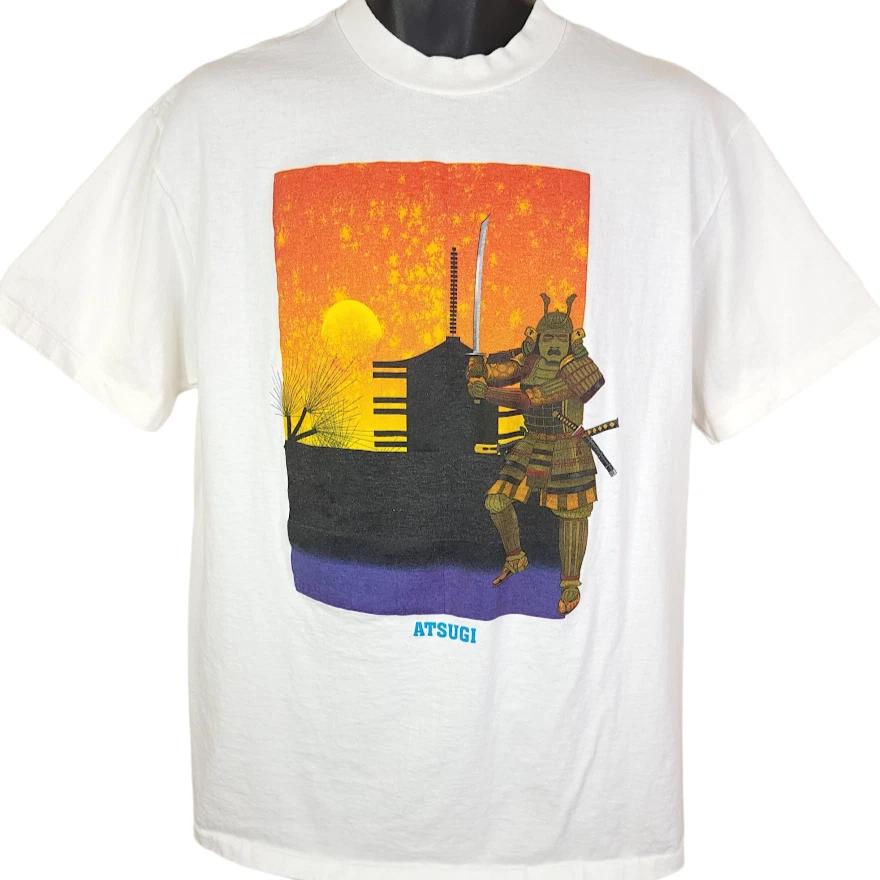 Vintage Samurai T Shirt Mens Size Large 90s Atsugi Japan Japanese Warrior Sunset XL