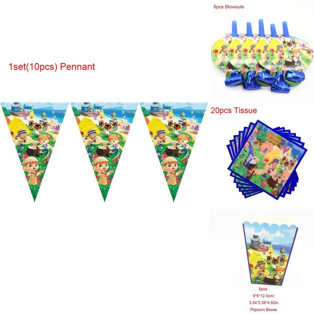 Urocze artykuły imprezowe Animal Crossing dla dzieci Wzbogać atmosferę urodzinową talerzami i obrusem
