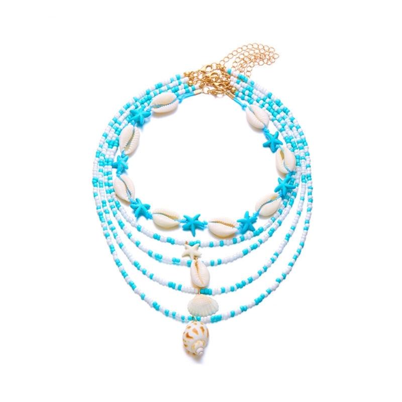 Handmade Shell Necklace for Women Adjustable Multi-layer Neck Chain Natural Beach Jewelry Bohemian Fashion Jewellery