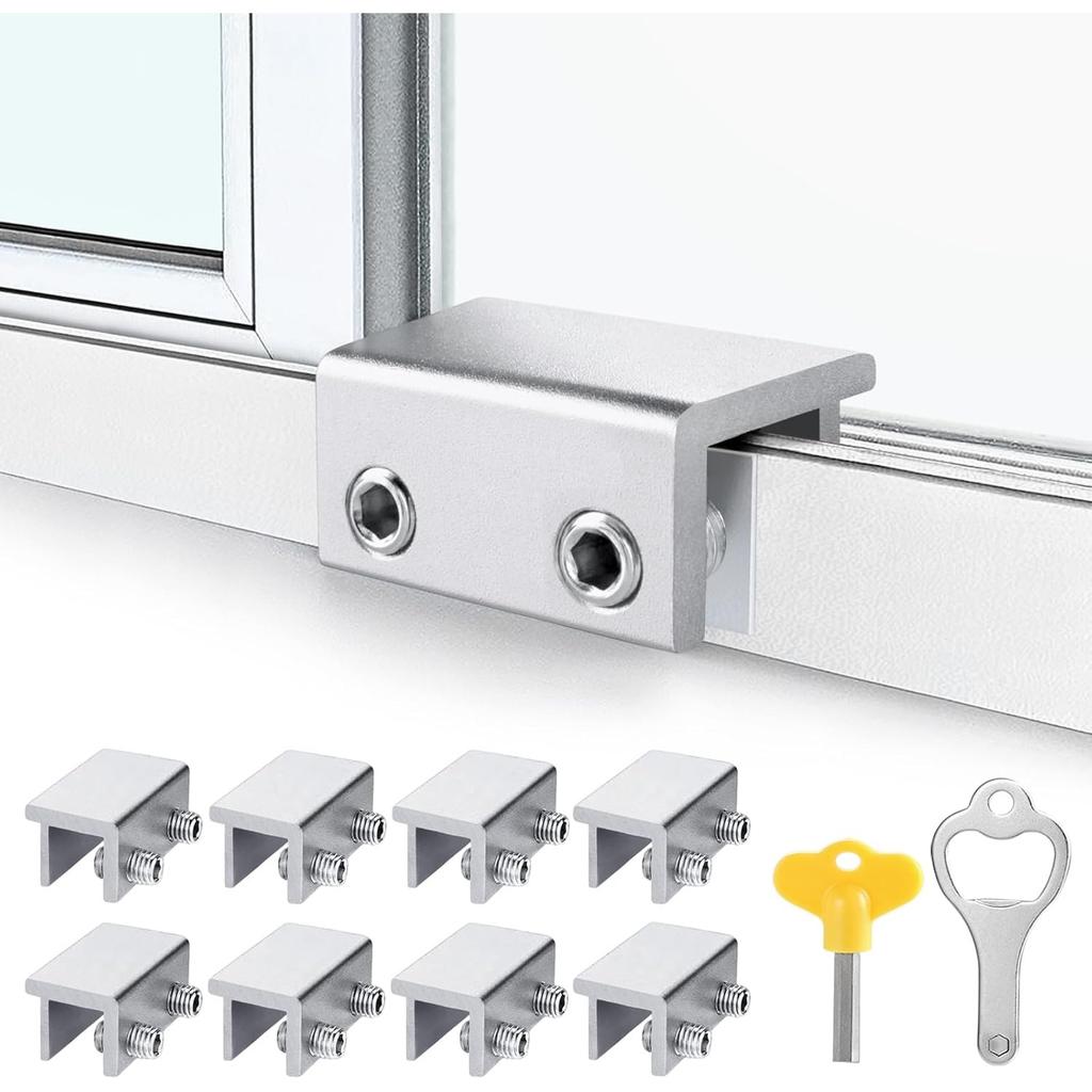 Fechaduras de Janela, Pacote com 4 Fechaduras de Janela de Correr com Chave para Janelas e Portas de Correr Verticais e Horizontais,Fácil de Instalar,Fechadura de Segurança Ajustável para Janela