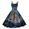 Women's Fashion Casual Christmas Print Sexy Off-the-shoulder Punk Retro Dress