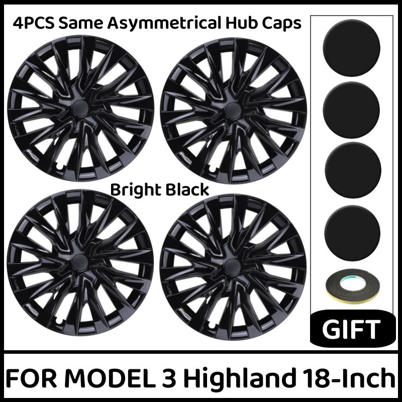 Jeu de 4 enjoliveurs 18 pouces Pour Tesla Model 3 Highland Performance Cache-moyeux Cache-roue de rechange Cache-roue complet Accessoires 2024
