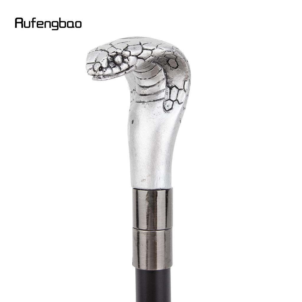White Resin Snake Cobra Head Walking Cane Fashion Decorative Steel Stick Gentleman Elegant Cosplay Cane Knob Crosier 95cm
