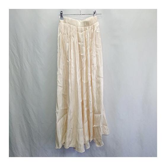 DHOLIC Satin Elastic Waist Long Flare Skirt No Notation Ivory Ladies E [Used]