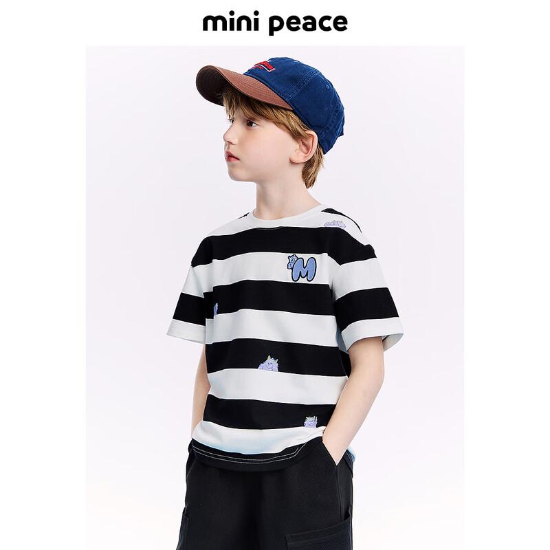 

MiniPeace Летняя Новая Мальчишеская Полосатая Футболка с Коротким Рукавом FACNF2257 140