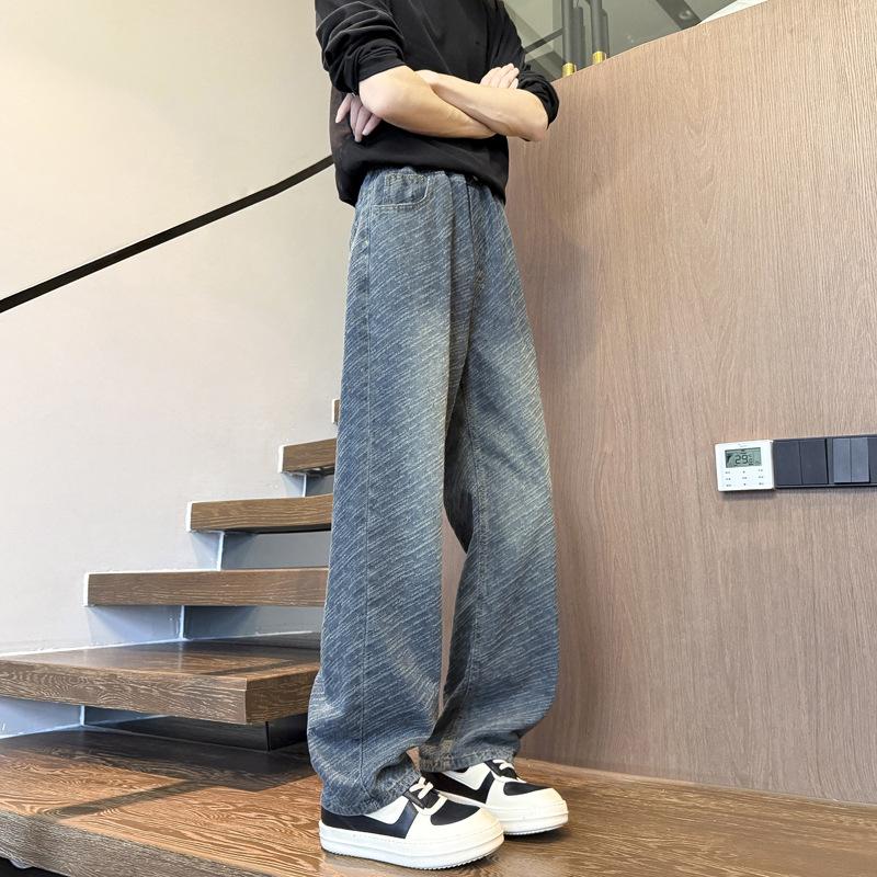 Джинсы JYL мужские темно-синие весенние уличный стиль узкие прямые широкие джинсовые брюки L бездна