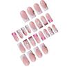 Press on Nails Long Square Fake Nails  Acrylic Glossy False Nails with 3D Flower Designs Reusable Full Cover Artificial Nail Supplies for Women 24Pcs