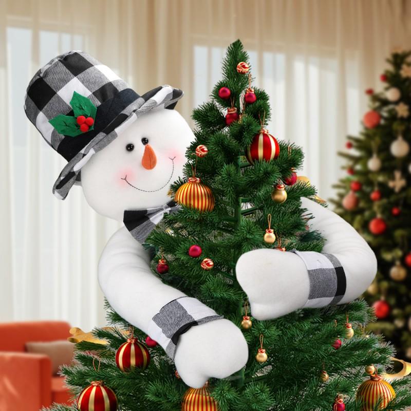 Christmas Tree Topper Star Santa Snowman Cartoon Xmas Home Decoration
