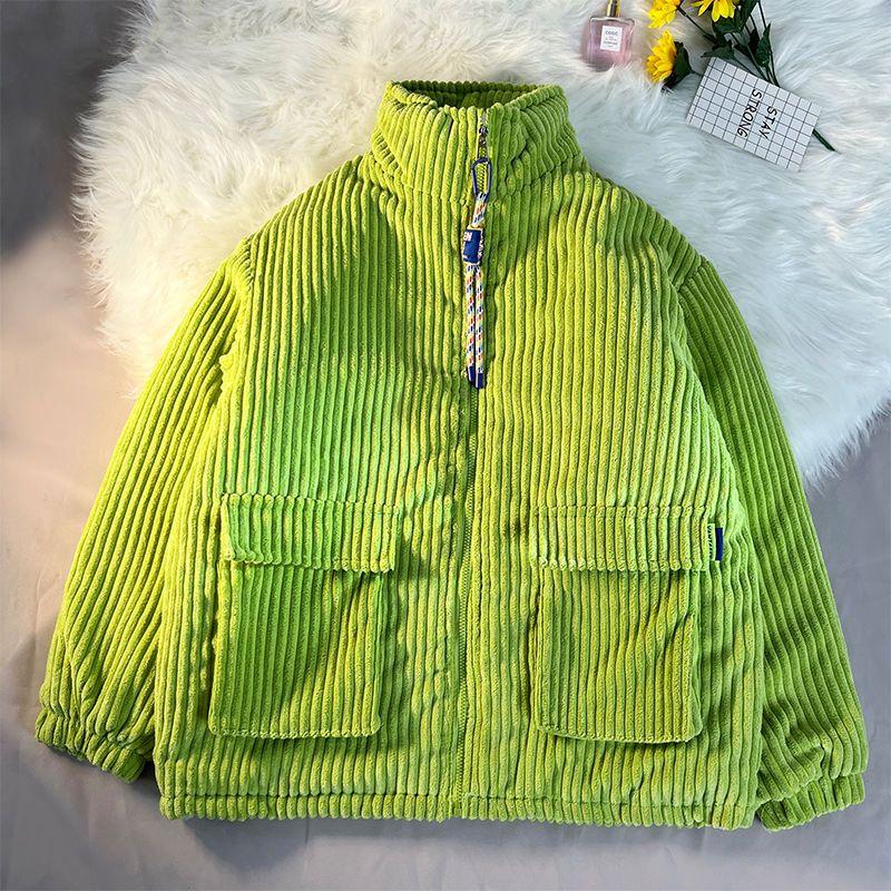 

Утолщенное бархатное пальто для женщин, корейский стиль, свободный воротник-стойка, зимняя бархатная куртка для студентов XXL зелёный