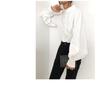 2025 Retro Hong Kong Style Stand-Up Collar Single-Breasted Lantern Sleeve Shirt