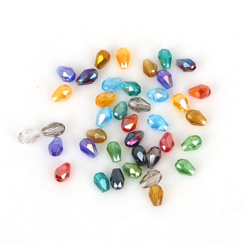 5 * 7mm Straight Hole Cut Glass Water Droplet Beads, DIY Bead Accessories, Homemade Jewelry, Crystal Loose Beads