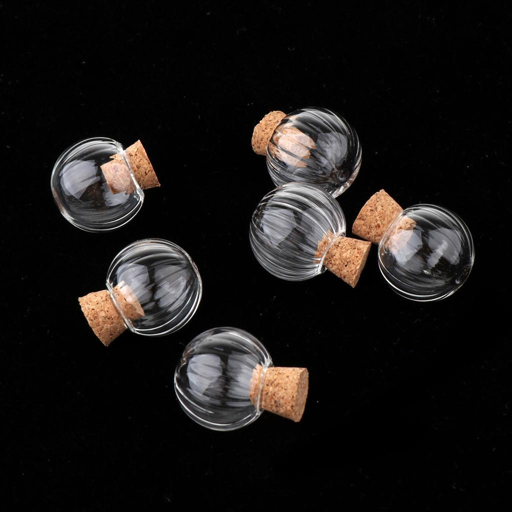 6 Pcs Mini Pumpkin Glass Bottle Vial Pendant with 18mm