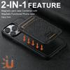 SUTENI H18 For iPhone 15 Pro Max Magnetic Case Cross Texture Leather+TPU Cover with Detachable Card Bag