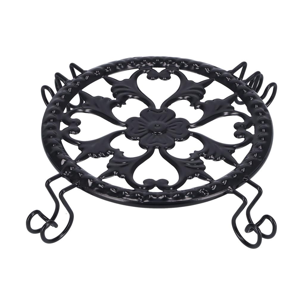 Flower Pot Stand Black Elegant Light Weight Stable Wrought Iron Plant Riser for Living Room Balcony Office