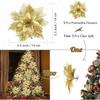 2/5Pcs 14cm Glitter Artifical Christmas Flowers Mreey Christmas Tree Decor Happy New Year Ornaments Xmas Fake Flowers Natal