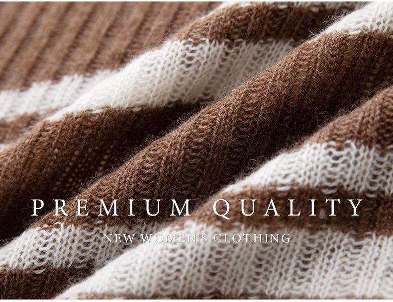 Women's Striped Cashmere Sweater: 2025 Autumn/Winter Loose Fit, Soft Lazy Style Top