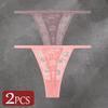 FINETOO 2 Stück/Set Damenunterwäsche Spitze Durchsichtige Unterhosen Sexy Atmungsaktiv Ausgeschnitten G-String Tanga Damen Niedrige Taille Sexy Dessous