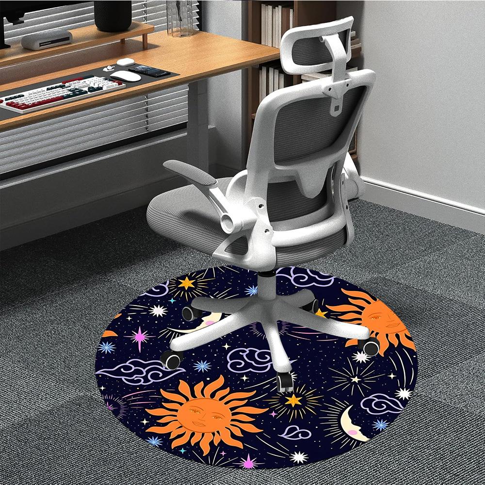 

1PC Celestial Patterns Chair Carpet for Office, Indoor Non-Slip Washable Carpet, Soft Comfortable Mat For Office Room yy250930276 80cm by 80cm