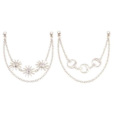 Metal Skirts Pants Chain Rock Double Layer Dangle Chain Sun/Moon Pendant Waist Chain Pocket Chain for Women Girls Gift
