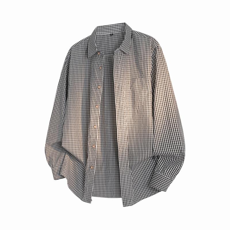 Spring And Autumn Men'S Plaid Striped Long Sleeve Shirt Men'S Loose Casual Shirt Jacket