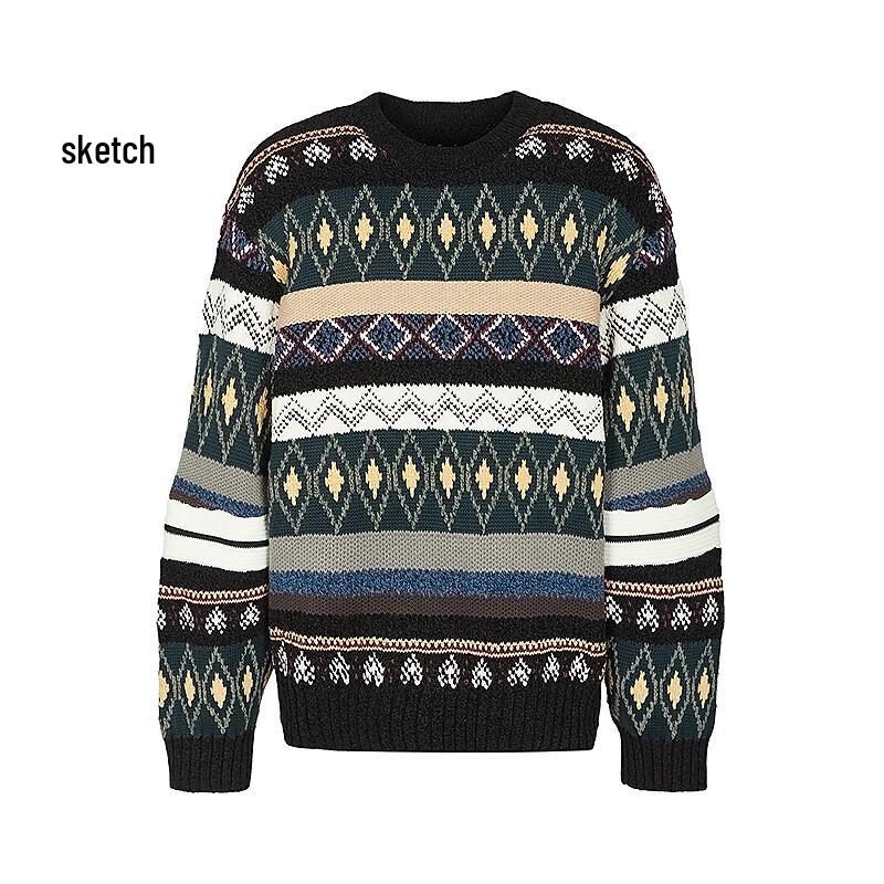 

CROQUIS Men s 2025 Winter H-Fit Crew Neck Jacquard Long-Sleeve Sweater (9PA310470) L