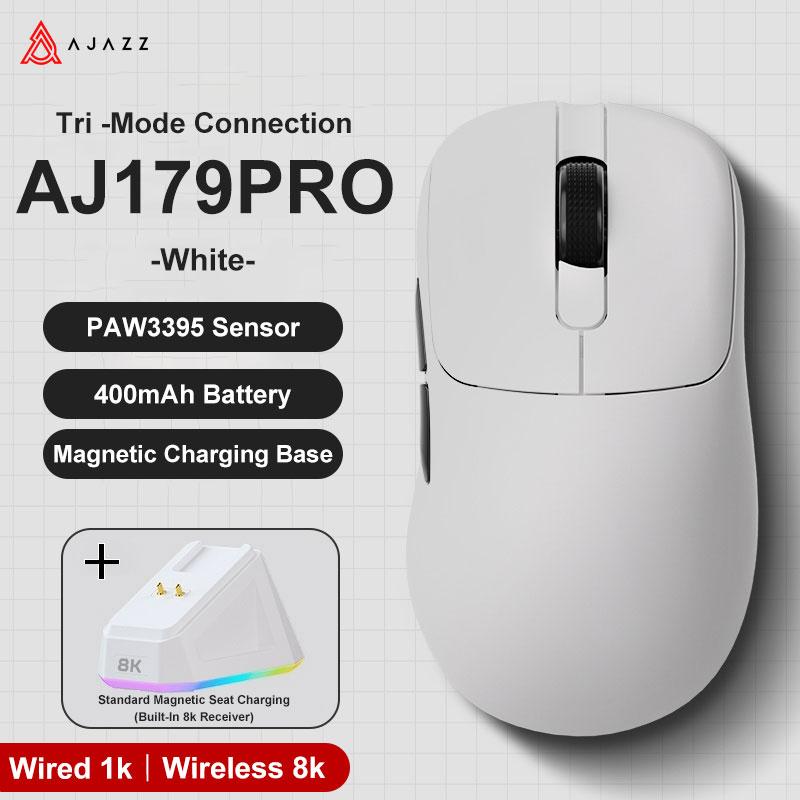 AJAZZ AJ179 PRO PAW3395 Lichtgewicht Bedrade Draadloze Muis met Magnetische Oplaadbasis Ergonomische Macro Gaming Muis voor PC Laptop