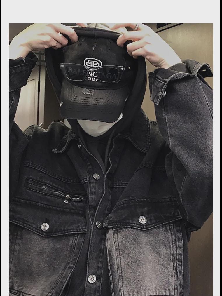 Boys' Retro Denim Jacket with Lapel, Zipper, and Faux Pockets - Loose Fit for Autumn/Winter 2023