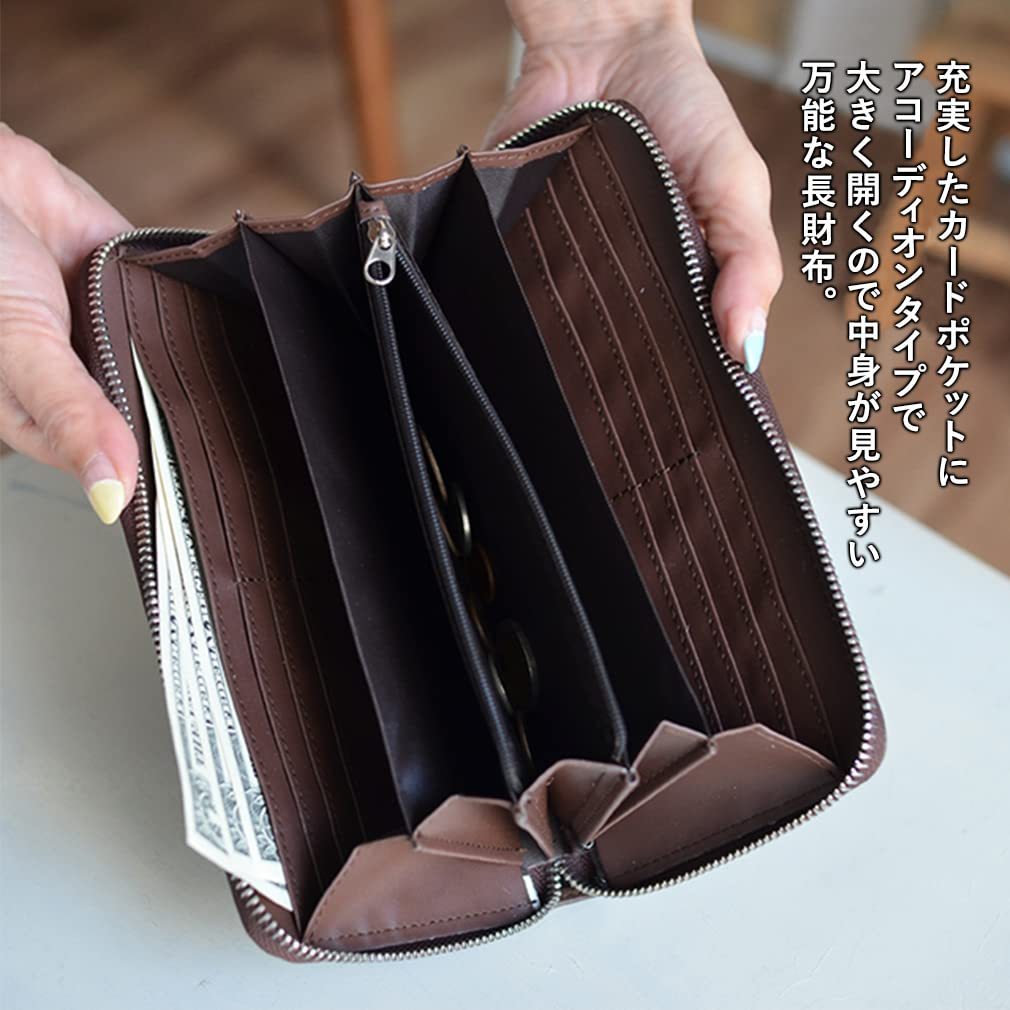 VITAFELICE Sheepskin Long Wallet Women's Zip-Around (Black, vmew-e-031)