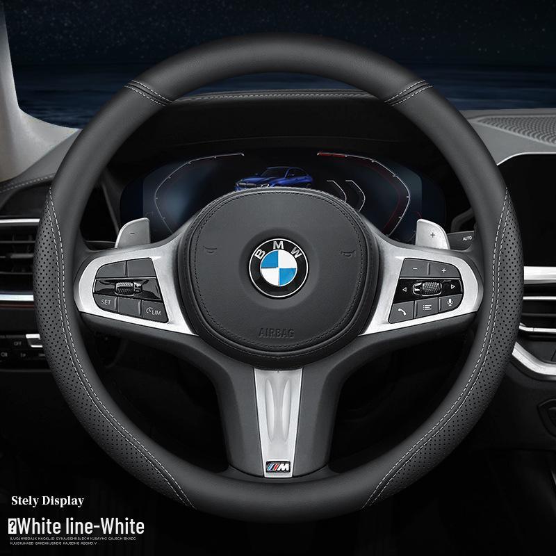 Premium Genuine Leather Steering Wheel Cover for BMW 3, 5, X1-X7 Series