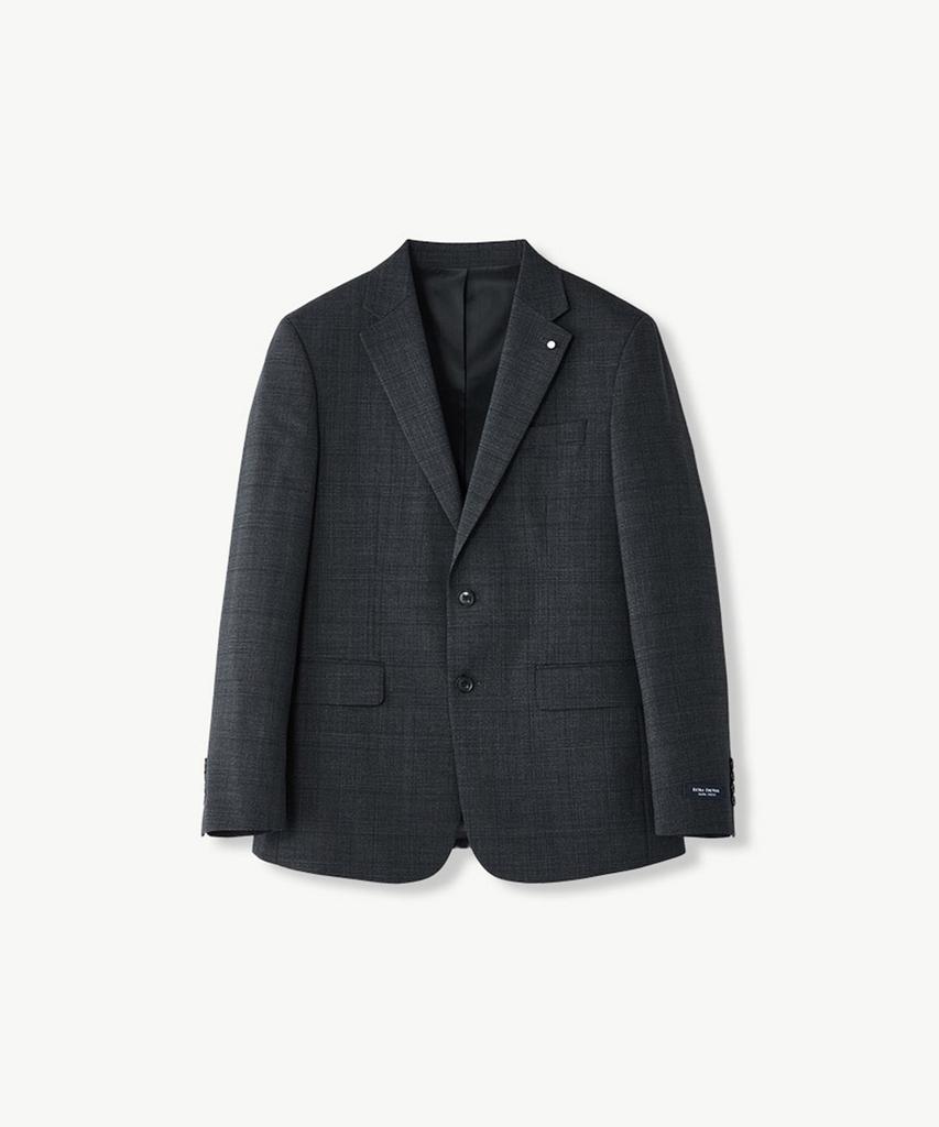 Stco 50% Extra Fine Wool Shadow Check Suit Jacket Charcoal Grey (Classic Fit)_Ssjva64Ccc