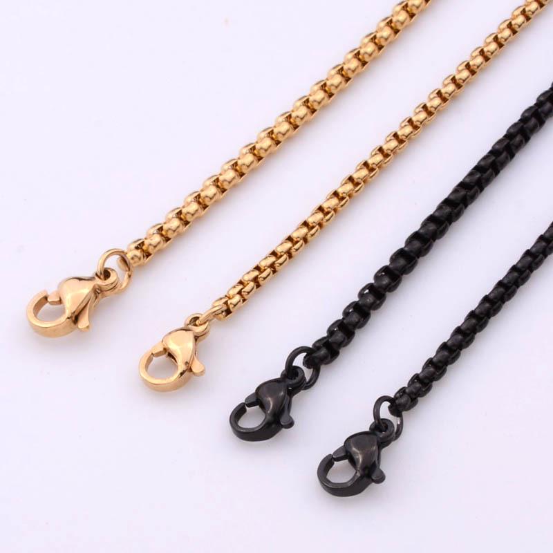 Men's Titanium Steel Square Pearl Necklace with Gold & Black Chain Pendant