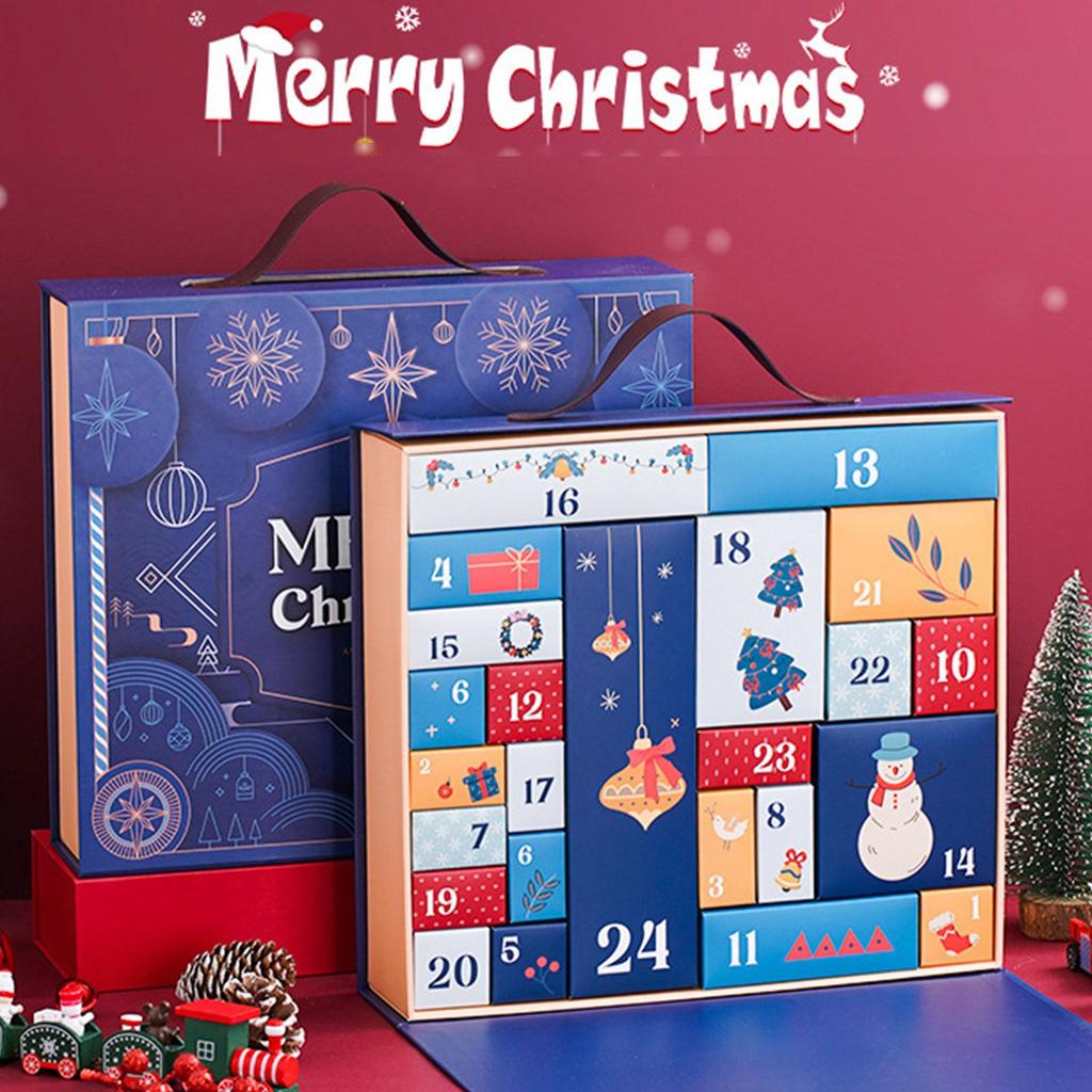 Christmas Countdown Calendar Box 24 Days Advent Calendar with Snack Container Multi Functional Holiday Decoration for Home Party