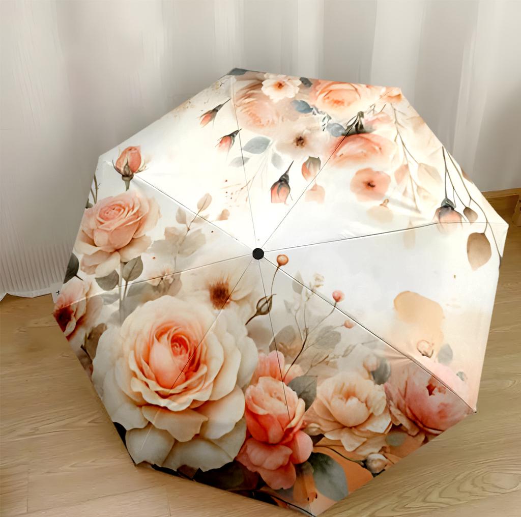 Floral Watercolor Dream Automatic Umbrella Sturdy 8-Rib Shaft Foldable Design All-Season Travel Fashionable Perfect Birthday Christmas Gift Idea