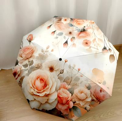 Floral Watercolor Dream Automatic Umbrella Sturdy 8-Rib Shaft Foldable Design All-Season Travel Fashionable Perfect Birthday Christmas Gift Idea