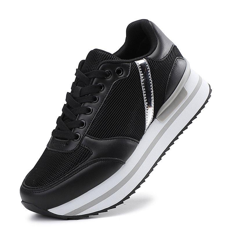 

Новые повседневные спортивные женские туфли с толстой подошвой на шнуровке и мягкой и удобной сеткой универсальные туфли Forrest Gump 41 чёрный