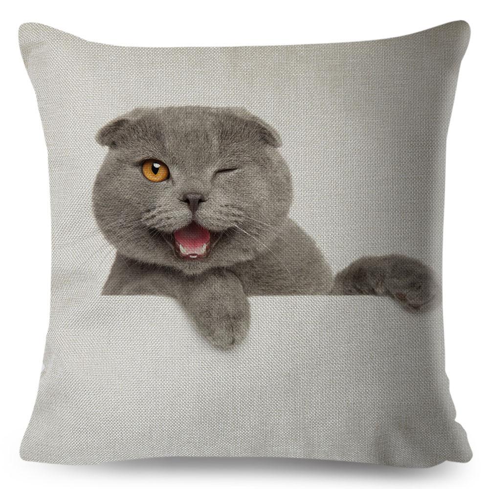 Cute Cat Pillowcase Decor Lovely Pet Animal Print Cojines Cushion Cover Polyester Pillow Case for Home Sofa Children Room 45x45