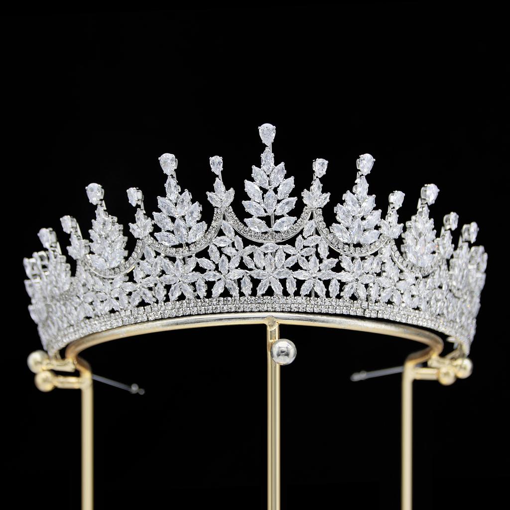 New European and American Zircon Bridal Crown Headpiece Metal Electroplating Korean Style Diamond Crown Wedding Hair Accessories