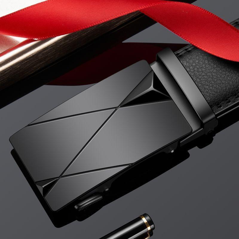 Stylish Automatic Buckle Black Belt For Young Men Casual Business Wear 105cm To 125cm
